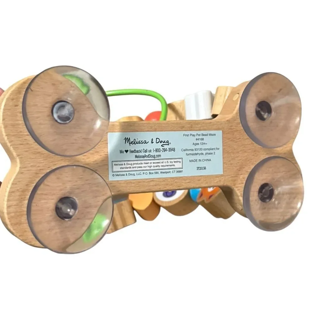 Melissa & Doug First Play Pets Wooden Bead Maze Suction Cups Babies Kids Toy.
